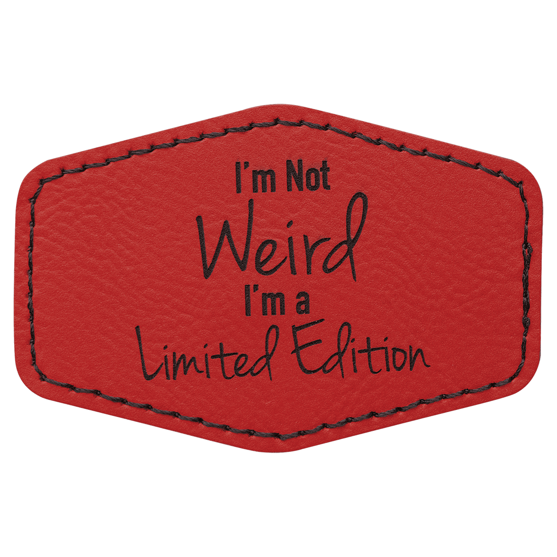 Red 3" x 2" Hex Laserable Leatherette Patch with Adhesive