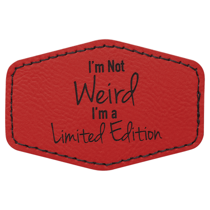 Red 3" x 2" Hex Laserable Leatherette Patch with Adhesive