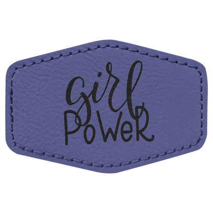 Purple 3" x 2" Hex Laserable Leatherette Patch with Adhesive