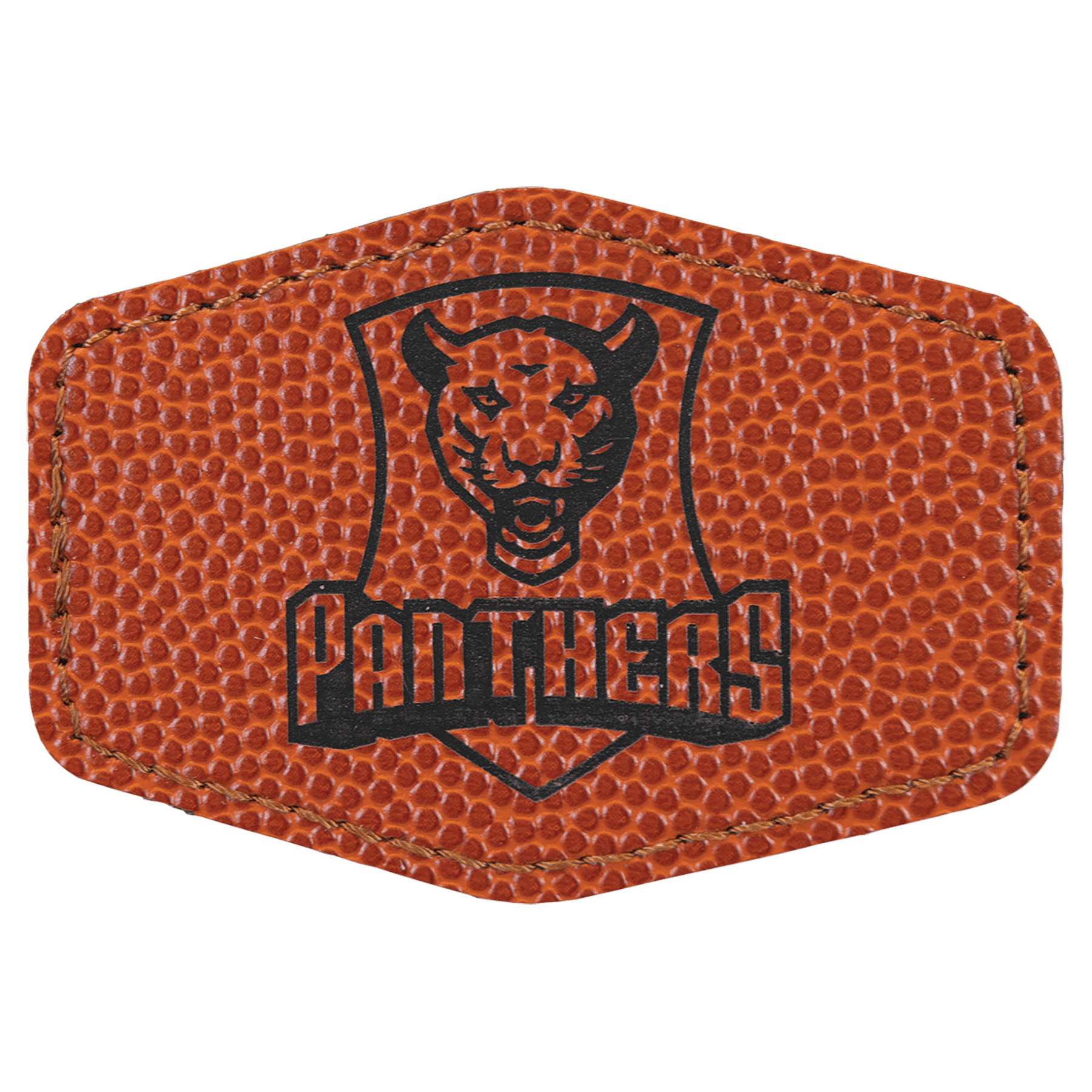 3" x 2" Hex Basketball Laserable Leatherette Patch with Adhesive