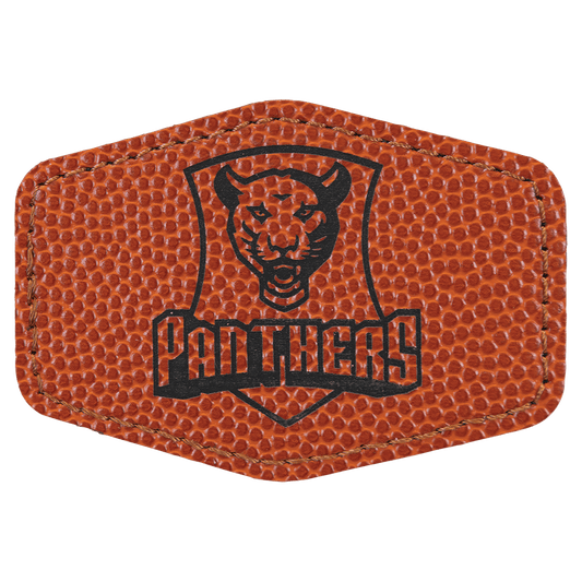 3" x 2" Hex Basketball Laserable Leatherette Patch with Adhesive