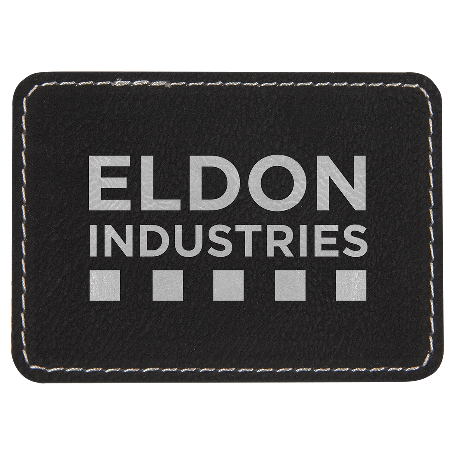 Black/Silver 3 1/2" x 2 1/2" Rectangle Laserable Leatherette Patch with Adhesive