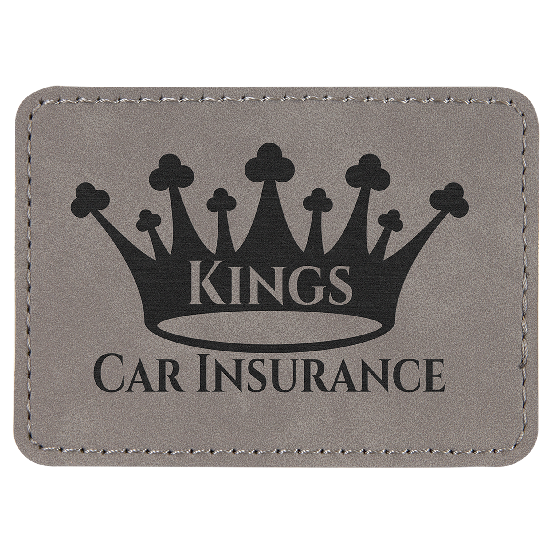 Gray 3 1/2" x 2 1/2" Rectangle Laserable Leatherette Patch with Adhesive