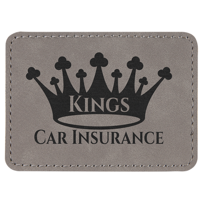 Gray 3 1/2" x 2 1/2" Rectangle Laserable Leatherette Patch with Adhesive