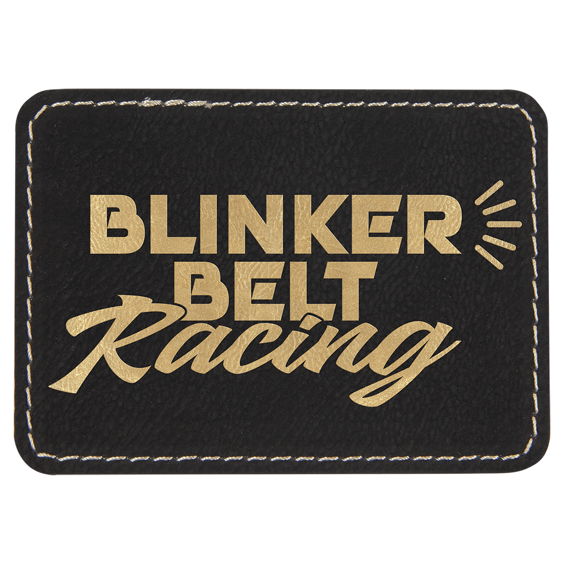 Black/Gold 3 1/2" x 2 1/2" Rectangle Laserable Leatherette Patch with Adhesive