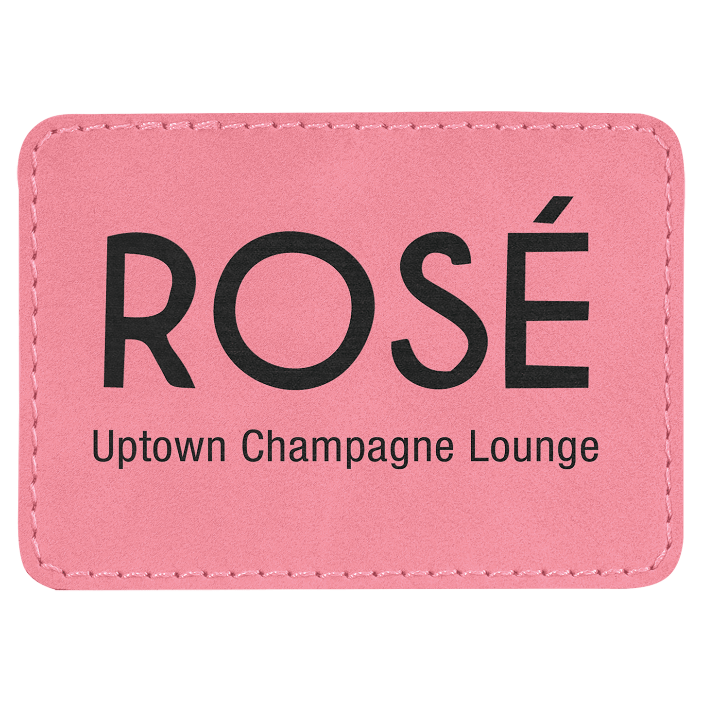 Pink 3 1/2" x 2 1/2" Rectangle Laserable Leatherette Patch with Adhesive