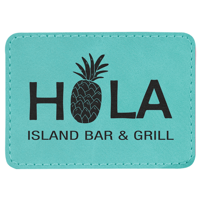 Teal 3 1/2" x 2 1/2" Rectangle Laserable Leatherette Patch with Adhesive