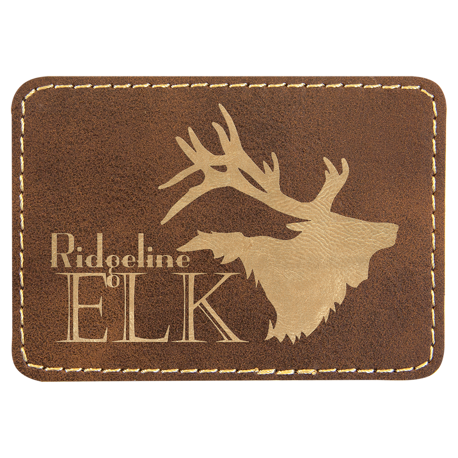 3 1/2" x 2 1/2" Rectangle Rustic/Gold Laserable Leatherette Patch with Adhesive