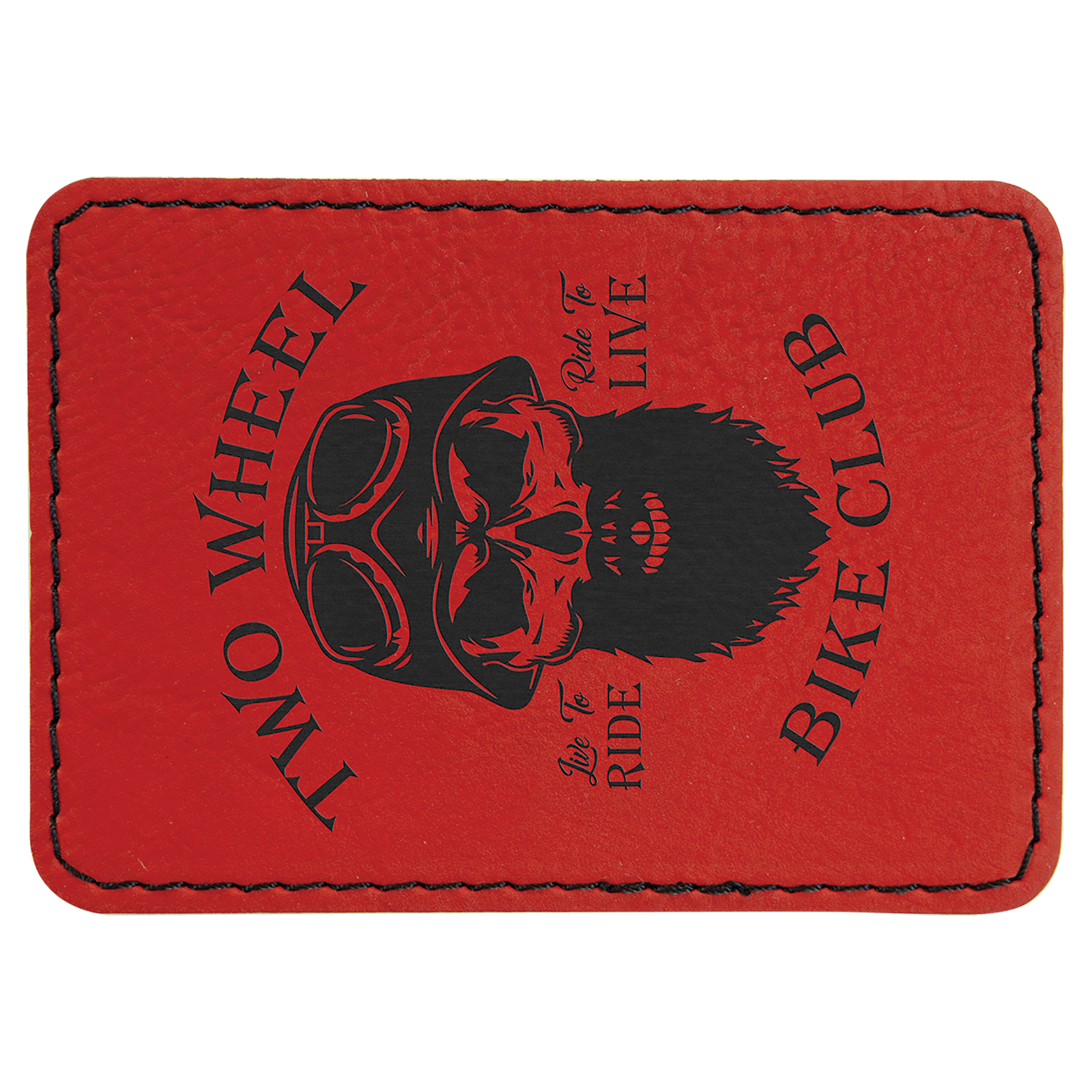 Red 3 1/2" x 2 1/2" Rectangle Laserable Leatherette Patch with Adhesive