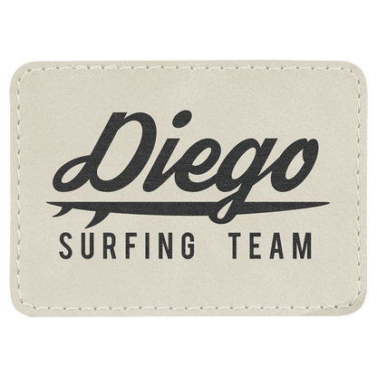 White 3 1/2" x 2 1/2" Rectangle Laserable Leatherette Patch with Adhesive