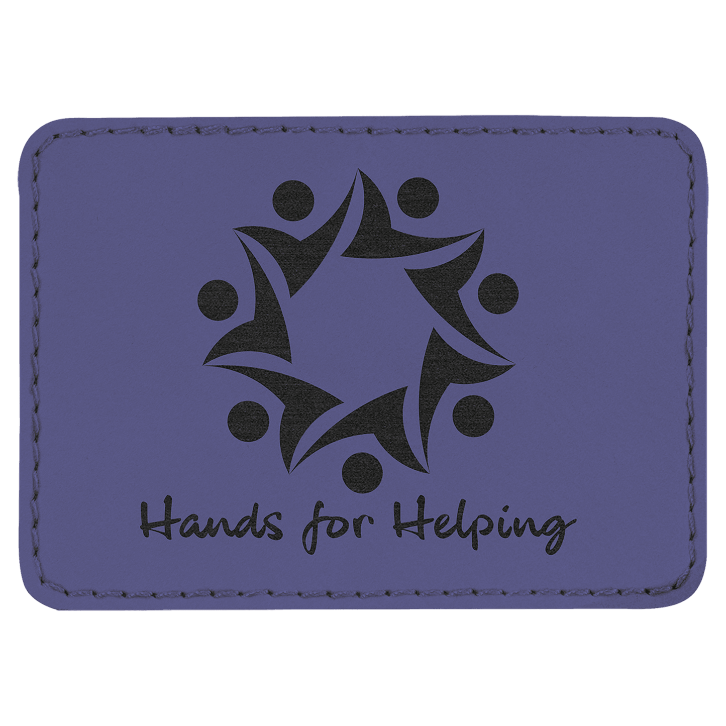 Purple 3 1/2" x 2 1/2" Rectangle Laserable Leatherette Patch with Adhesive