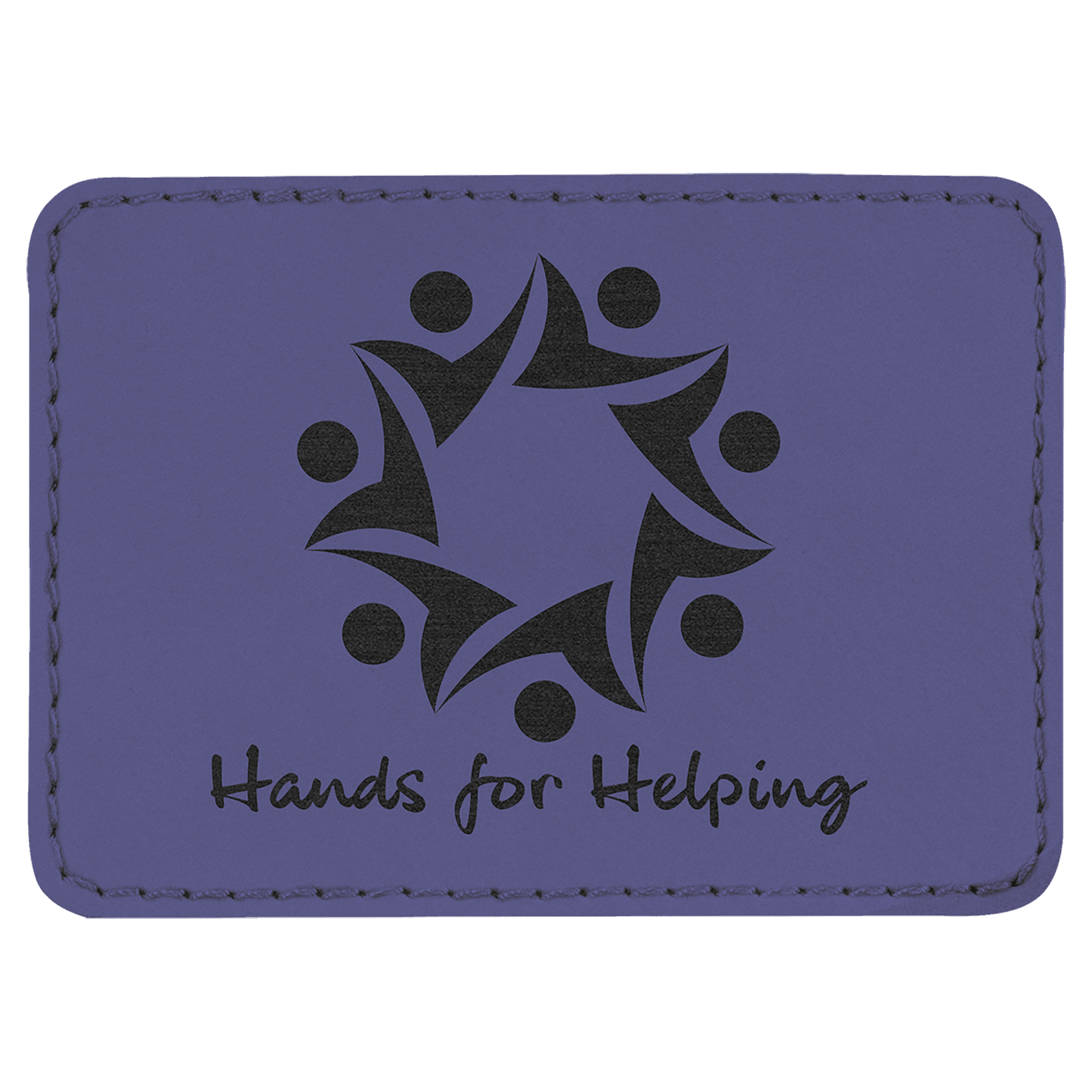 Purple 3 1/2" x 2 1/2" Rectangle Laserable Leatherette Patch with Adhesive