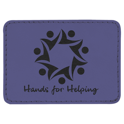 Purple 3 1/2" x 2 1/2" Rectangle Laserable Leatherette Patch with Adhesive