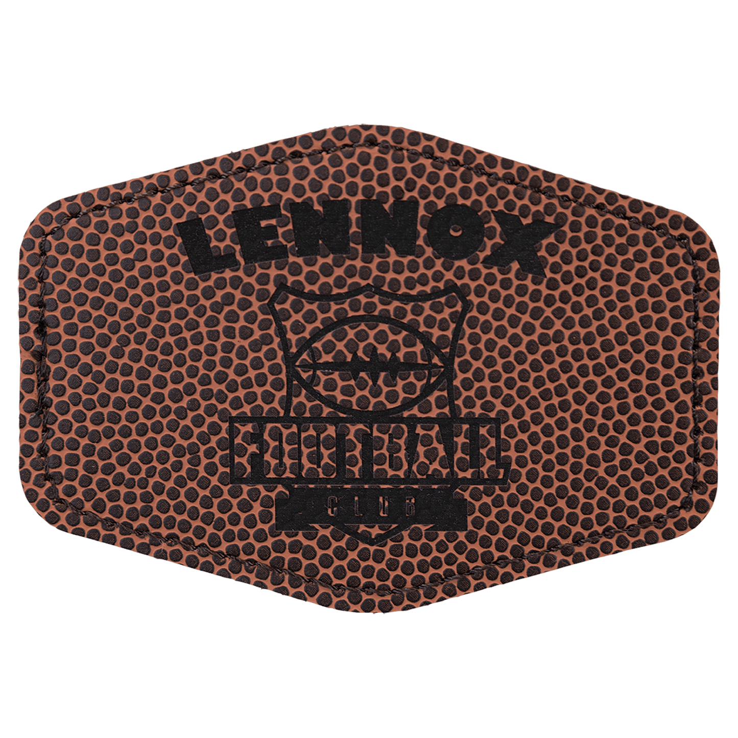 3 1/2" x 2 1/2" Hex Football Laserable Leatherette Patch with Adhesive