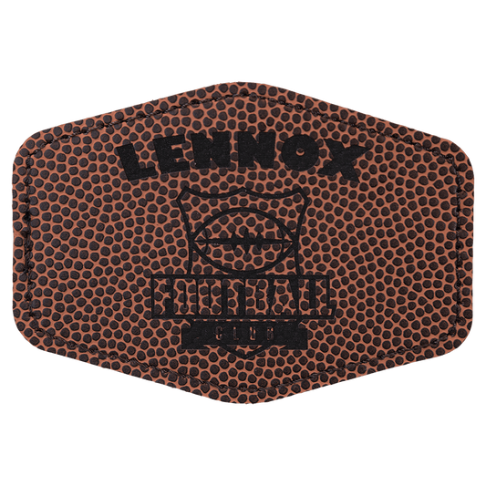 3 1/2" x 2 1/2" Hex Football Laserable Leatherette Patch with Adhesive