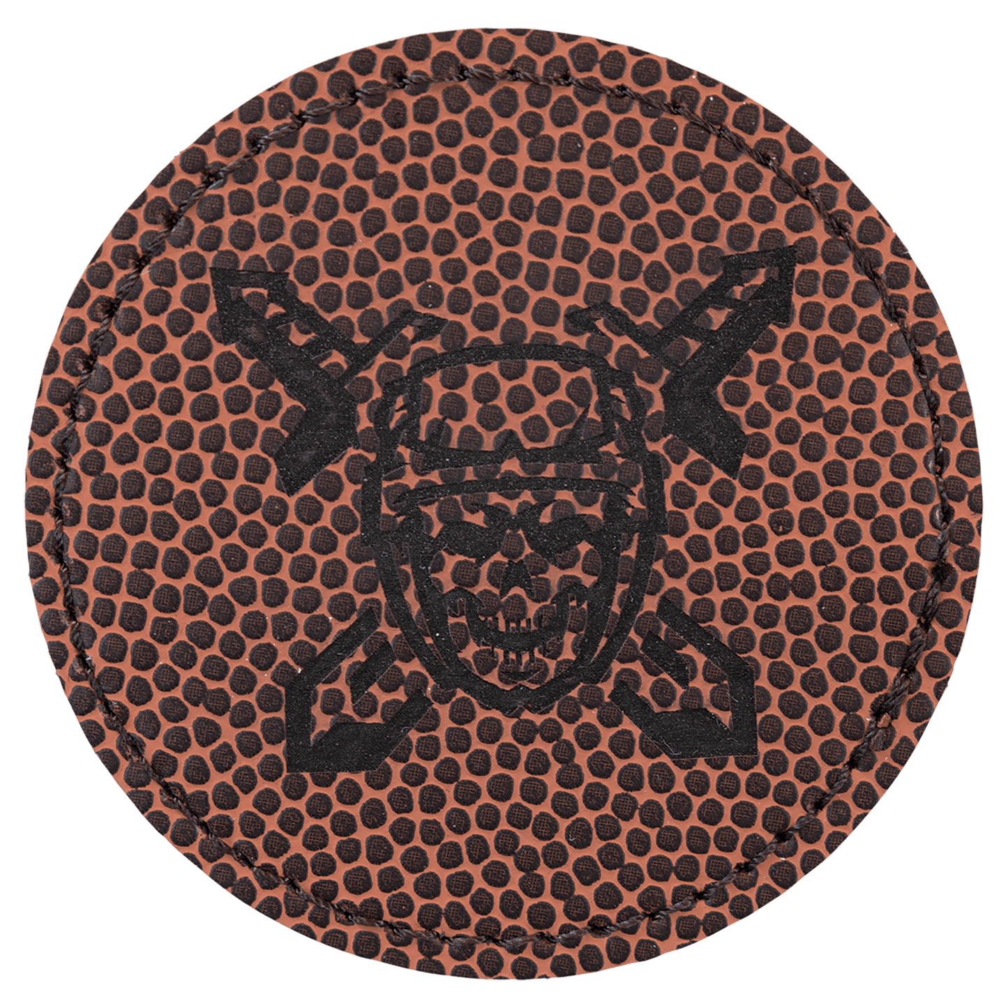 2 1/2" Round Football Laserable Leatherette Patch with Adhesive