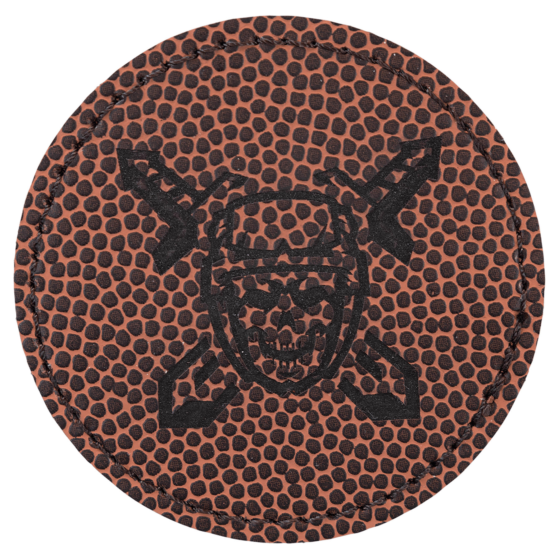 2 1/2" Round Football Laserable Leatherette Patch with Adhesive