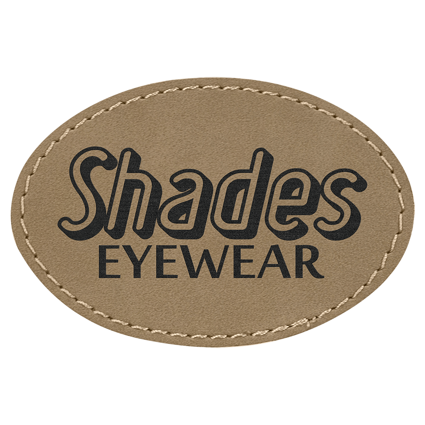 Light Brown 3" x 2" Oval Laserable Leatherette Patch with Adhesive