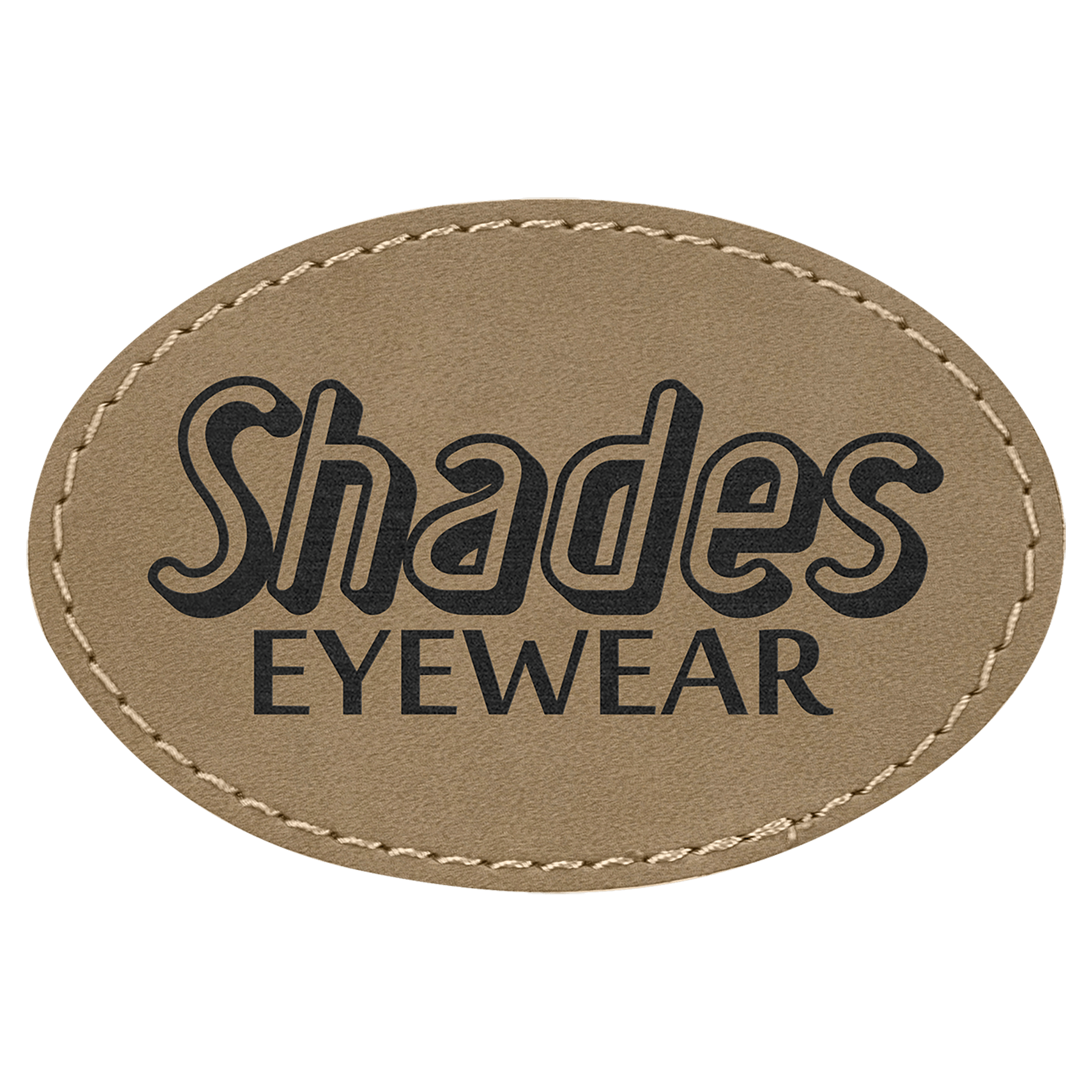 Light Brown 3" x 2" Oval Laserable Leatherette Patch with Adhesive