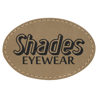 Light Brown 3" x 2" Oval Laserable Leatherette Patch with Adhesive