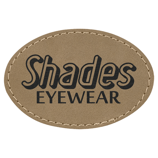 Light Brown 3" x 2" Oval Laserable Leatherette Patch with Adhesive