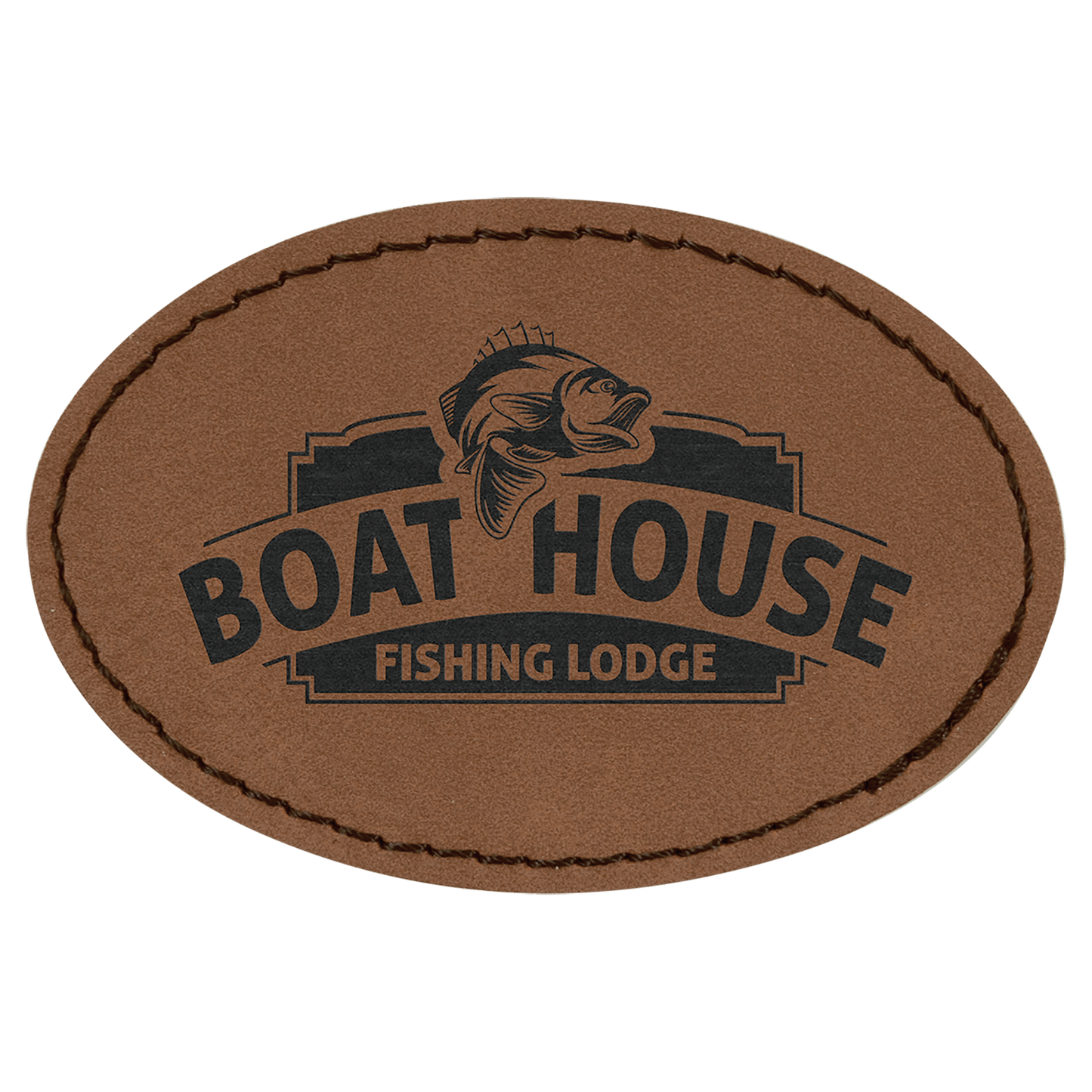 Dark Brown 3" x 2" Oval Laserable Leatherette Patch with Adhesive