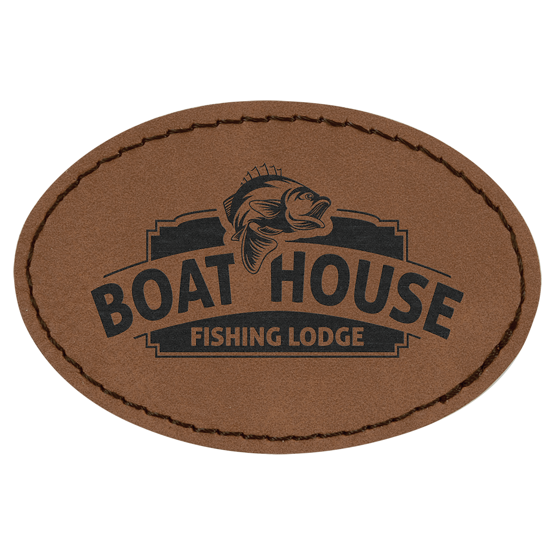 Dark Brown 3" x 2" Oval Laserable Leatherette Patch with Adhesive