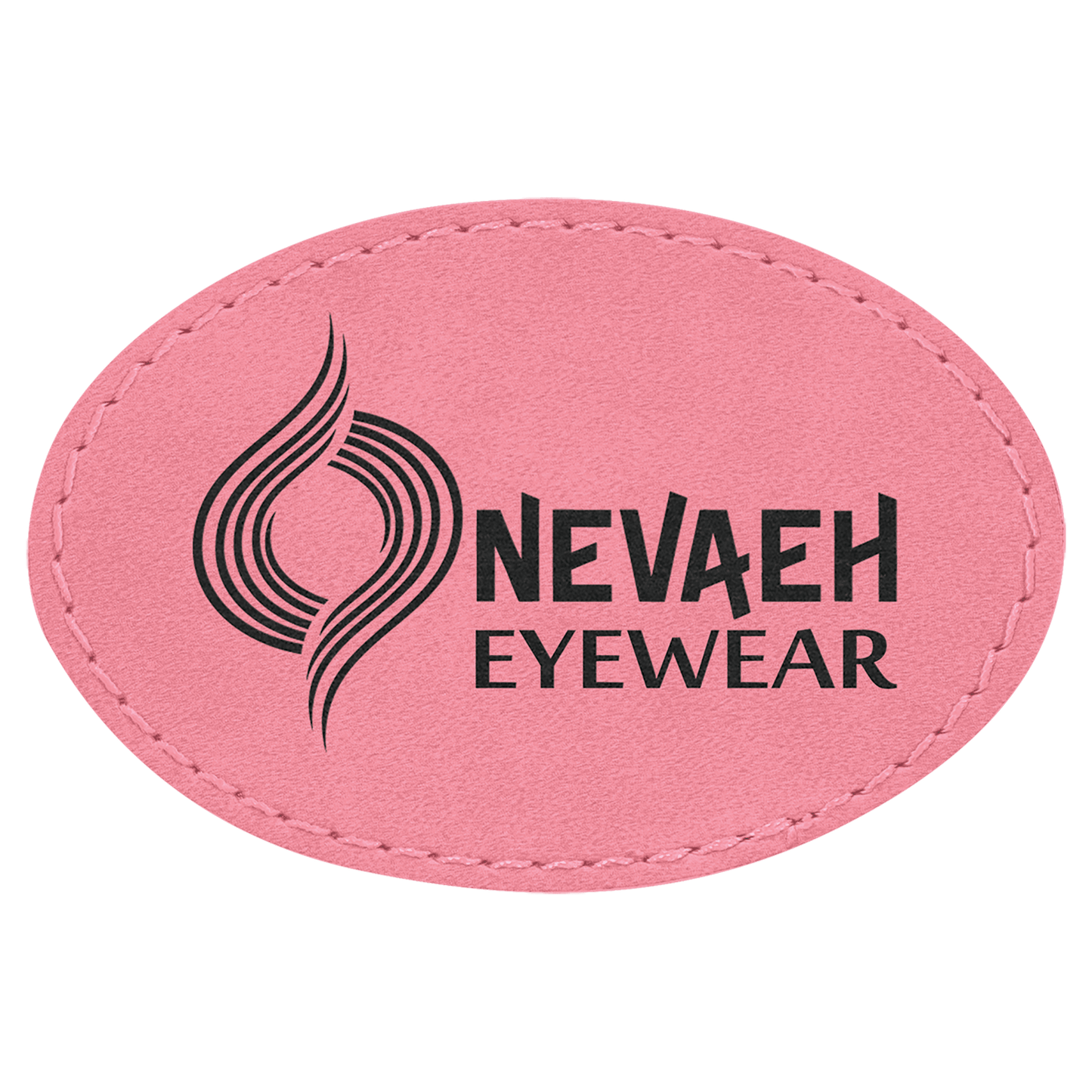 Pink 3" x 2" Oval Laserable Leatherette Patch with Adhesive