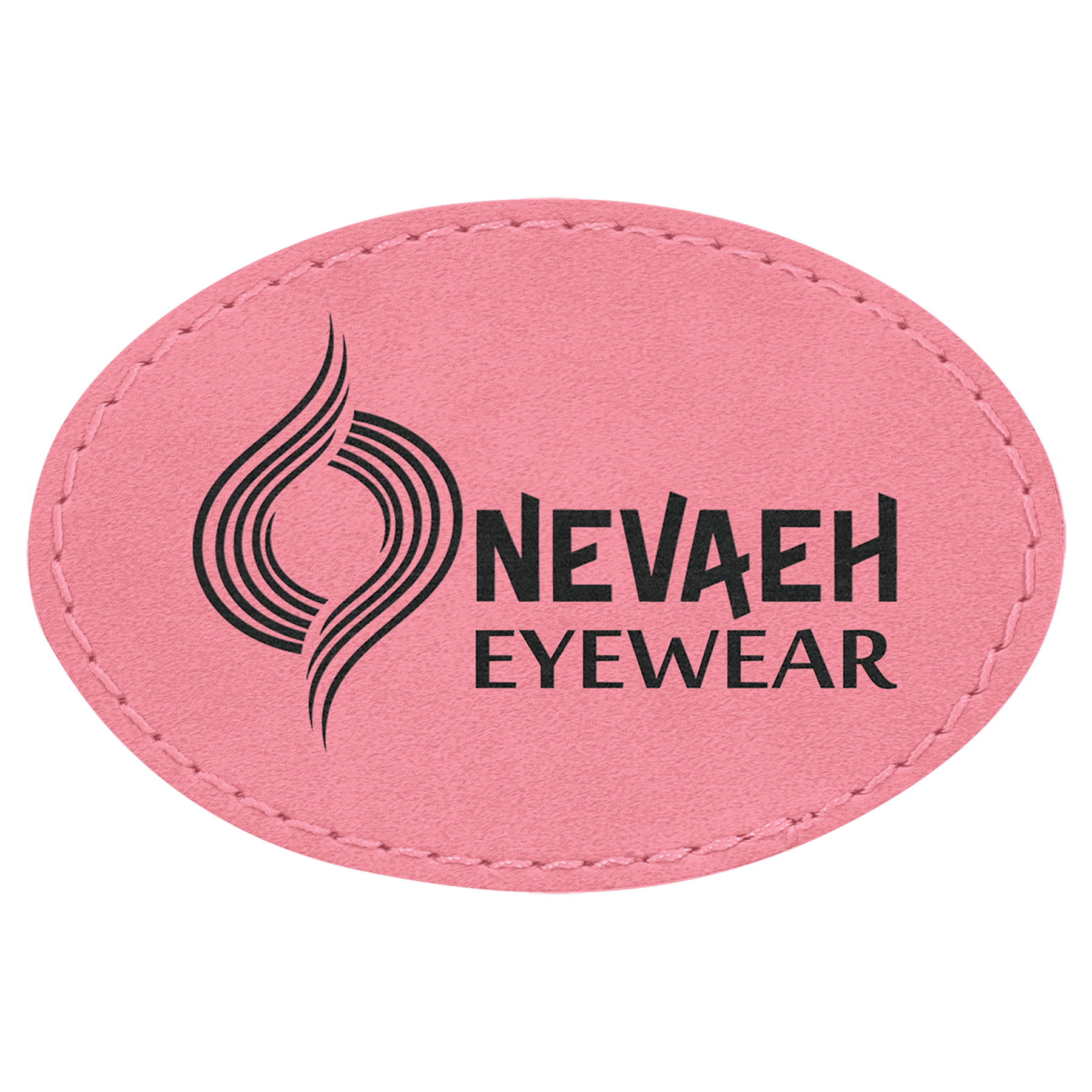 Pink 3" x 2" Oval Laserable Leatherette Patch with Adhesive