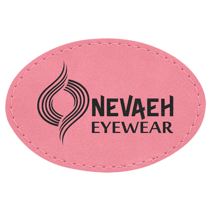 Pink 3" x 2" Oval Laserable Leatherette Patch with Adhesive