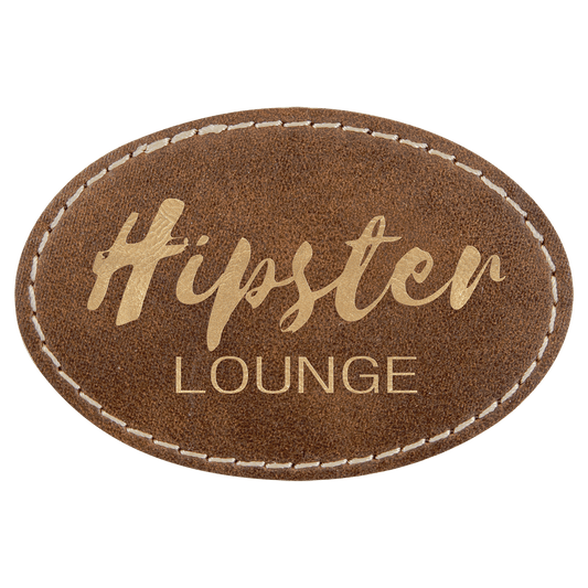 3" x 2" Oval Rustic/Gold Laserable Leatherette Patch with Adhesive