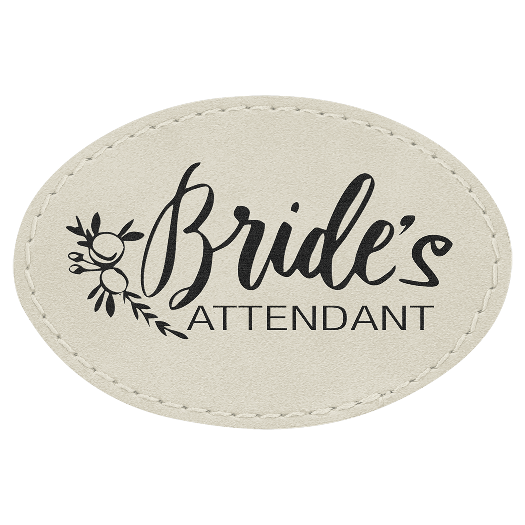 White 3" x 2" Oval Laserable Leatherette Patch with Adhesive