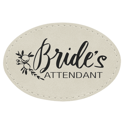 White 3" x 2" Oval Laserable Leatherette Patch with Adhesive