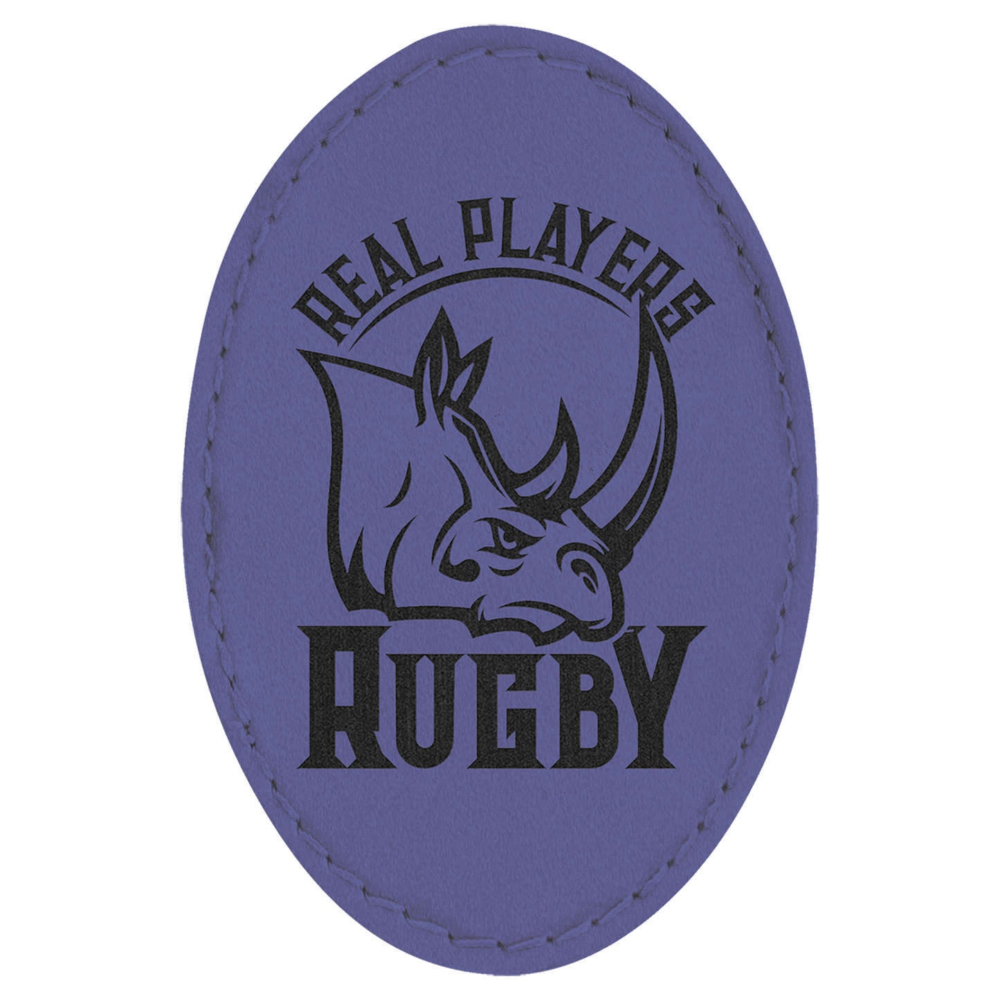 Purple 3" x 2" Oval Laserable Leatherette Patch with Adhesive