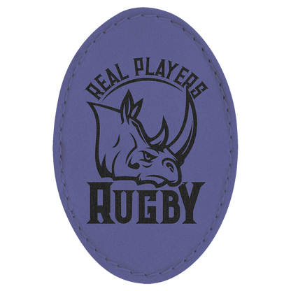 Purple 3" x 2" Oval Laserable Leatherette Patch with Adhesive