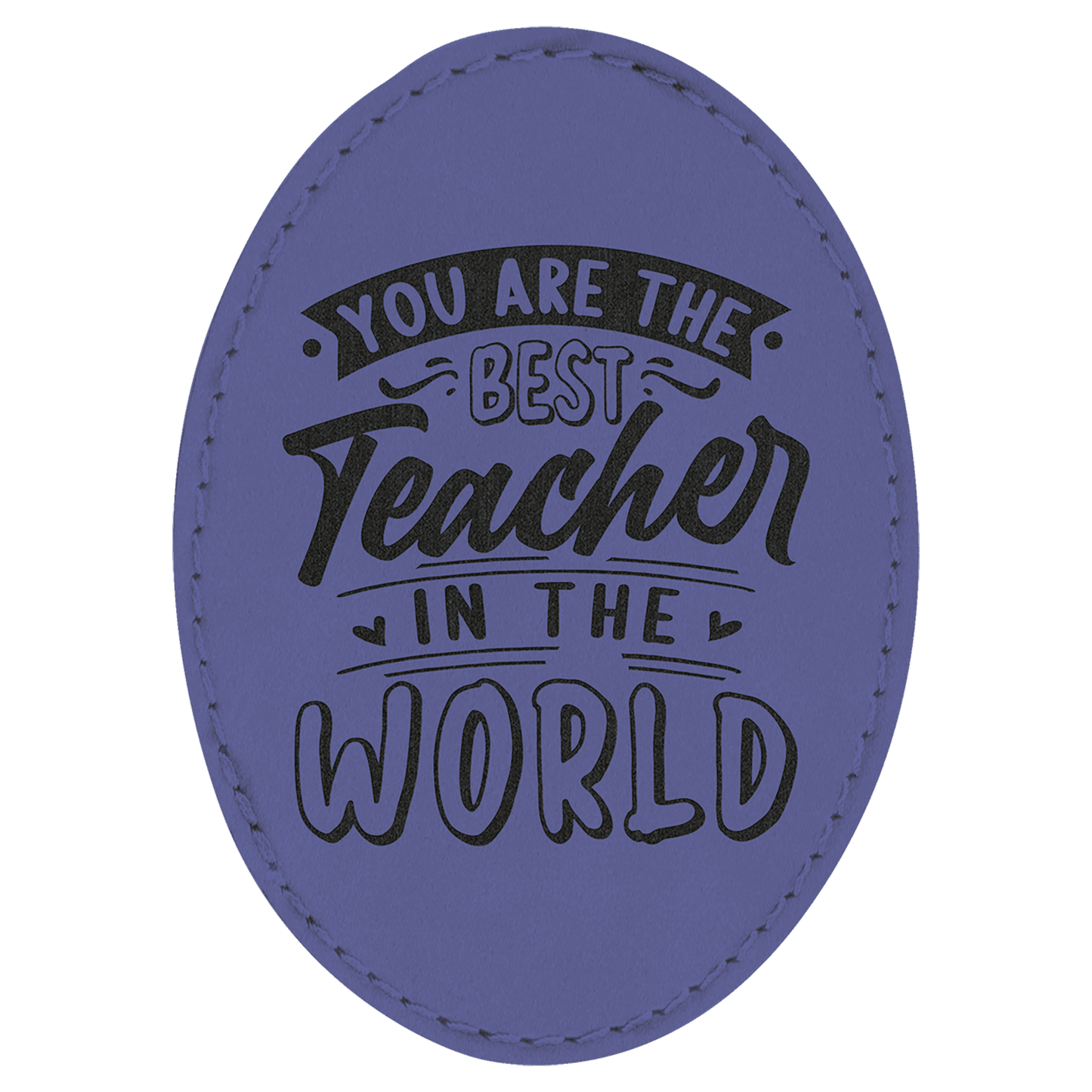 Purple 3 1/2" x 2 1/2" Laserable Leatherette Oval Patch with Adhesive