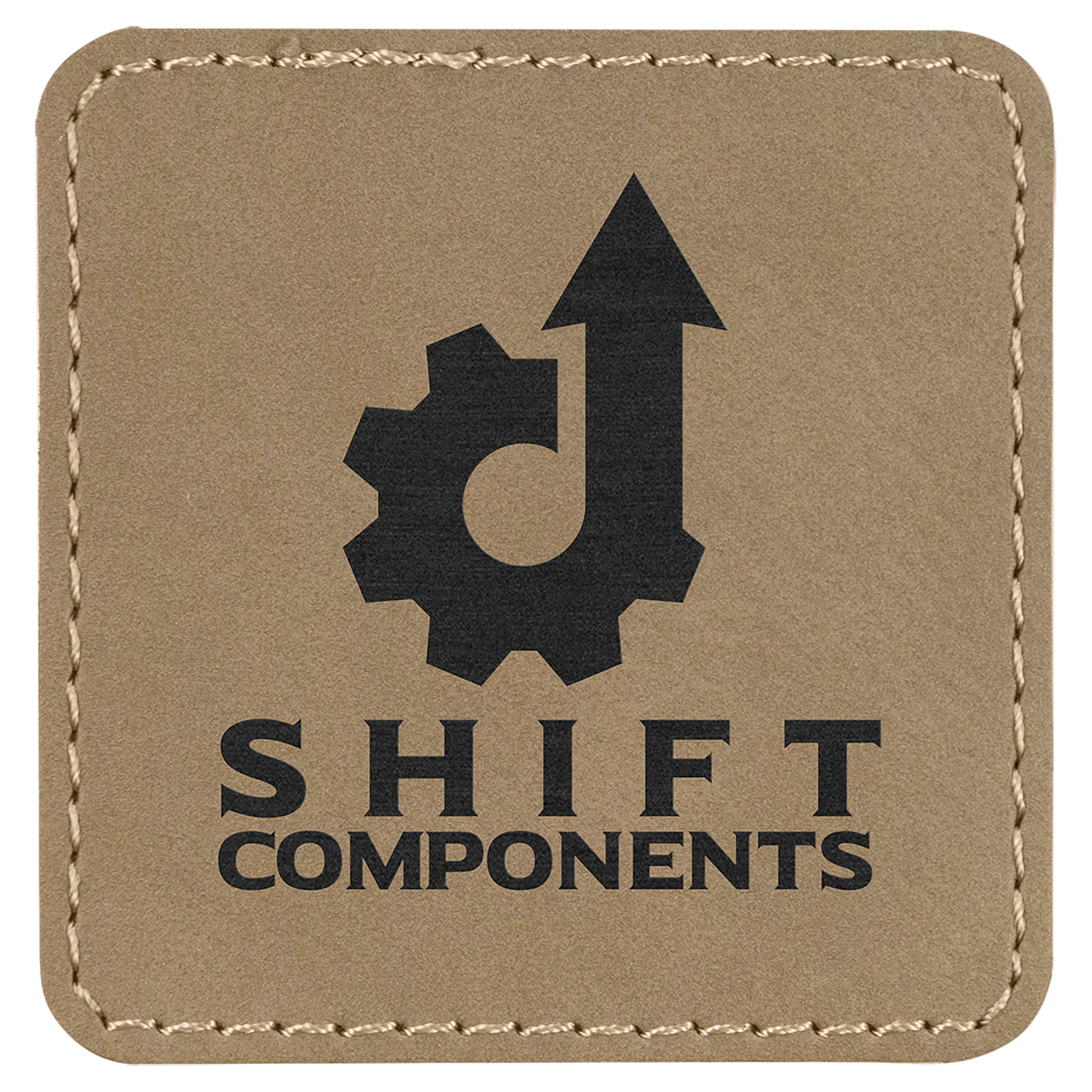 Light Brown 2 1/2" x 2 1/2" Square Laserable Leatherette Patch with Adhesive