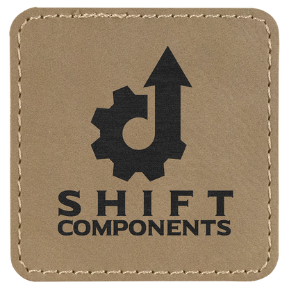 Light Brown 2 1/2" x 2 1/2" Square Laserable Leatherette Patch with Adhesive