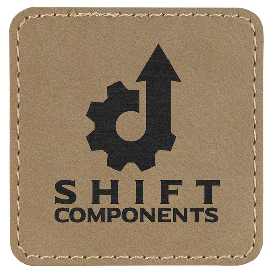 Light Brown 2 1/2" x 2 1/2" Square Laserable Leatherette Patch with Adhesive