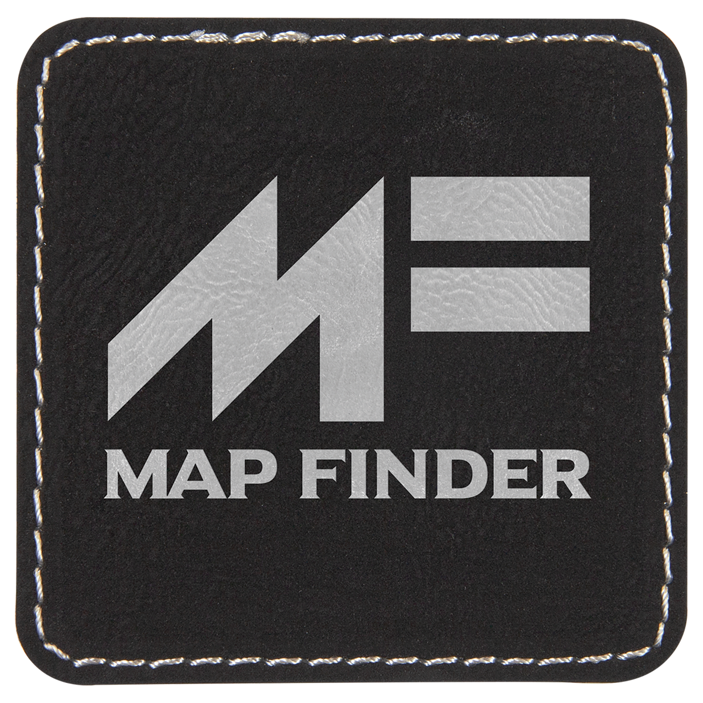 Black/Silver 2 1/2" x 2 1/2" Square Laserable Leatherette Patch with Adhesive