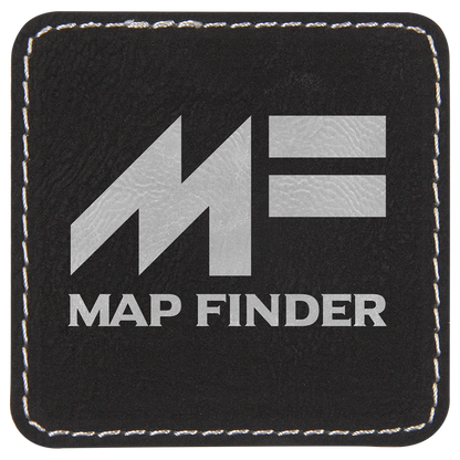 Black/Silver 2 1/2" x 2 1/2" Square Laserable Leatherette Patch with Adhesive