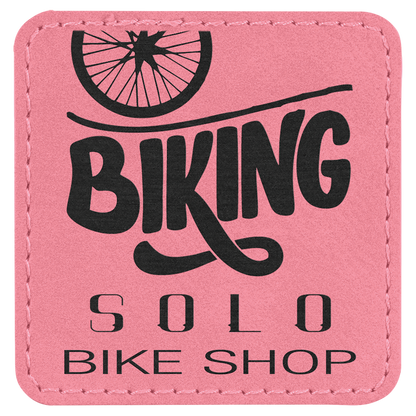 Pink 2 1/2" x 2 1/2" Laserable Leatherette Patch with Adhesive