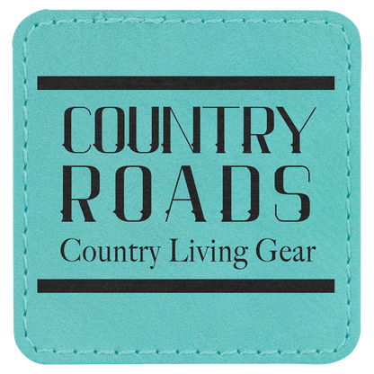 Teal 2 1/2" x 2 1/2" Laserable Leatherette Patch with Adhesive