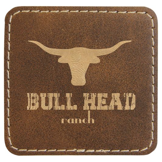 2 1/2" x 2 1/2" Rustic/Gold Laserable Leatherette Patch with Adhesive