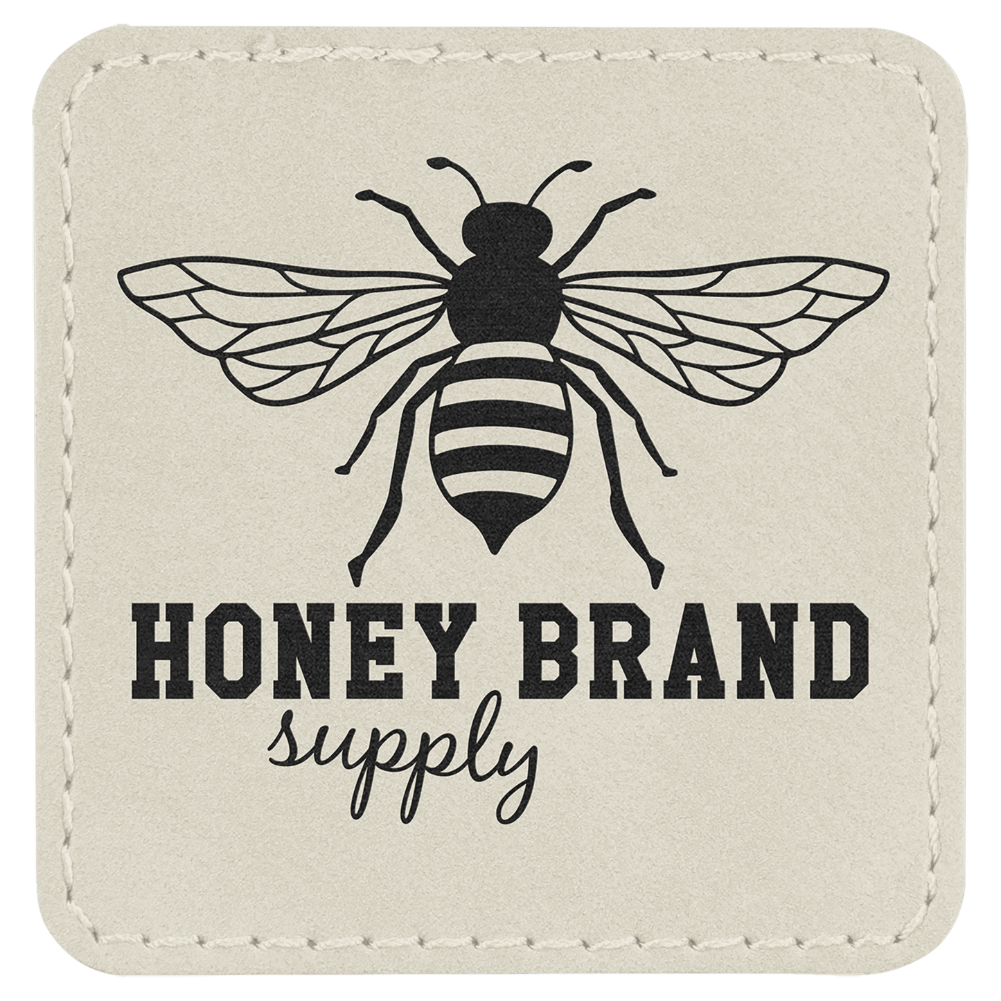 White 2 1/2" x 2 1/2" Square Laserable Leatherette Patch with Adhesive