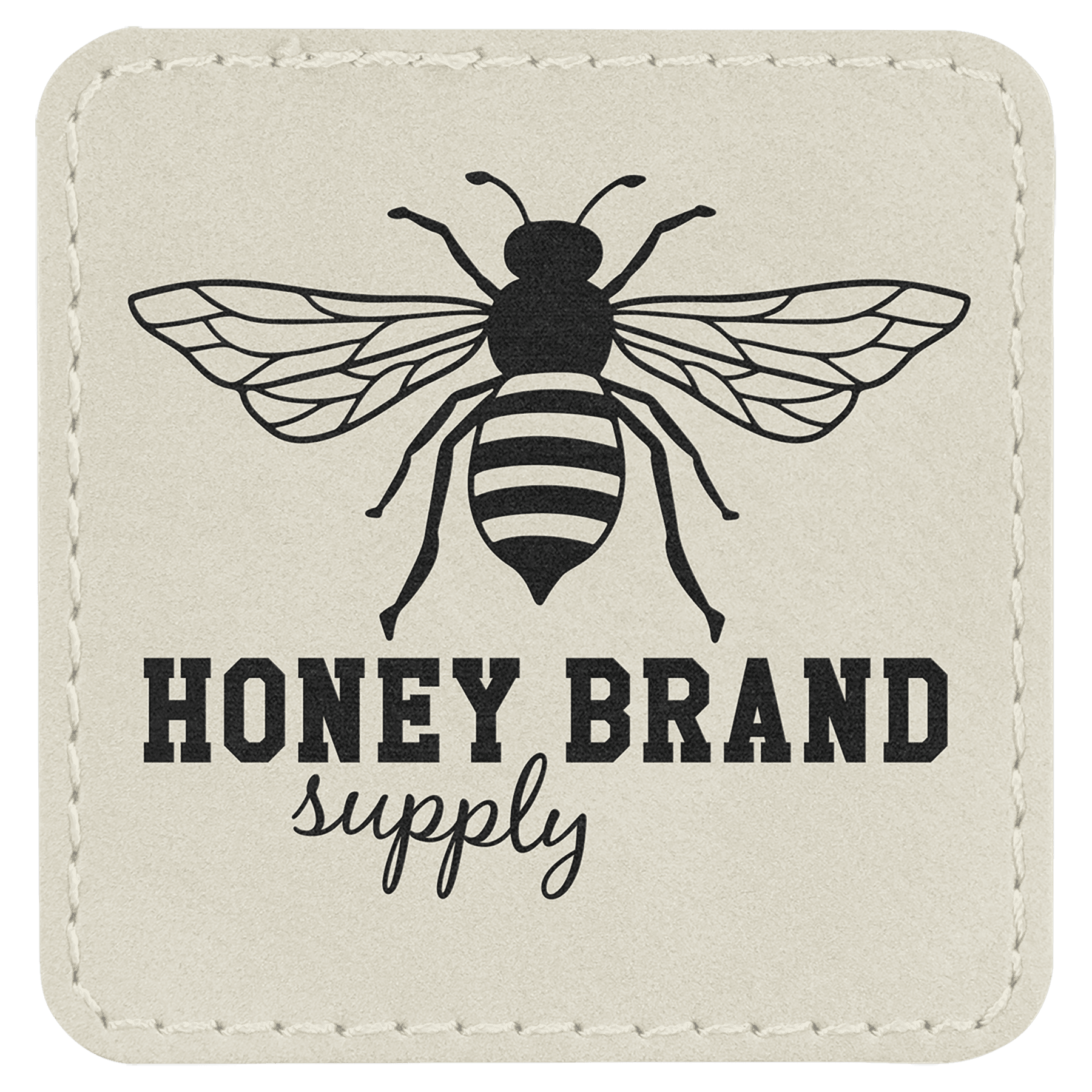 White 2 1/2" x 2 1/2" Square Laserable Leatherette Patch with Adhesive