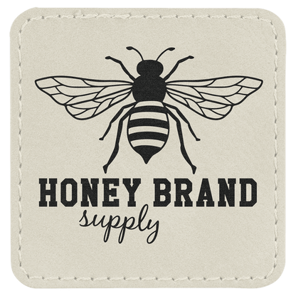 White 2 1/2" x 2 1/2" Square Laserable Leatherette Patch with Adhesive