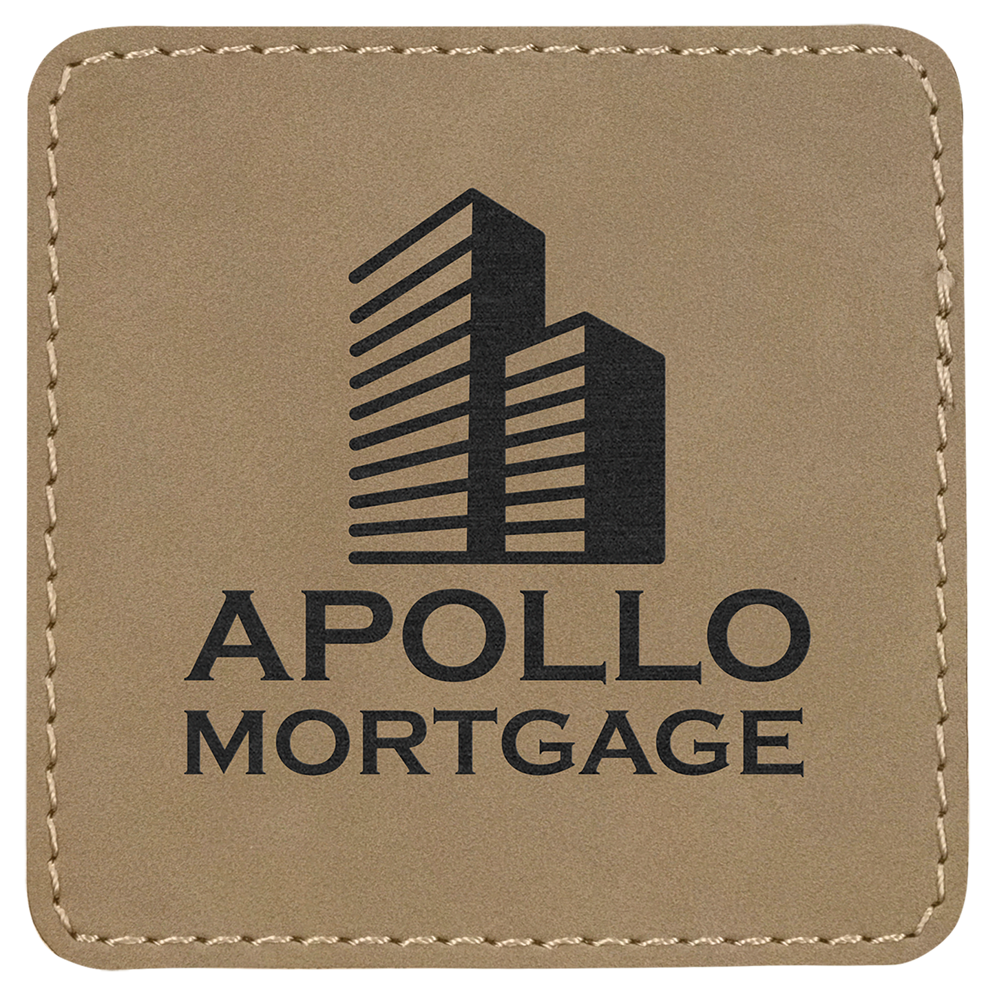 Light Brown 3" x 3" Square Laserable Leatherette Patch with Adhesive