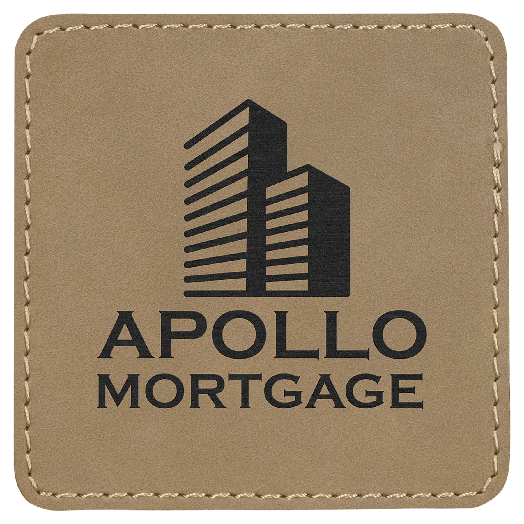 Light Brown 3" x 3" Square Laserable Leatherette Patch with Adhesive