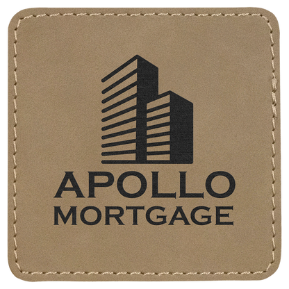 Light Brown 3" x 3" Square Laserable Leatherette Patch with Adhesive